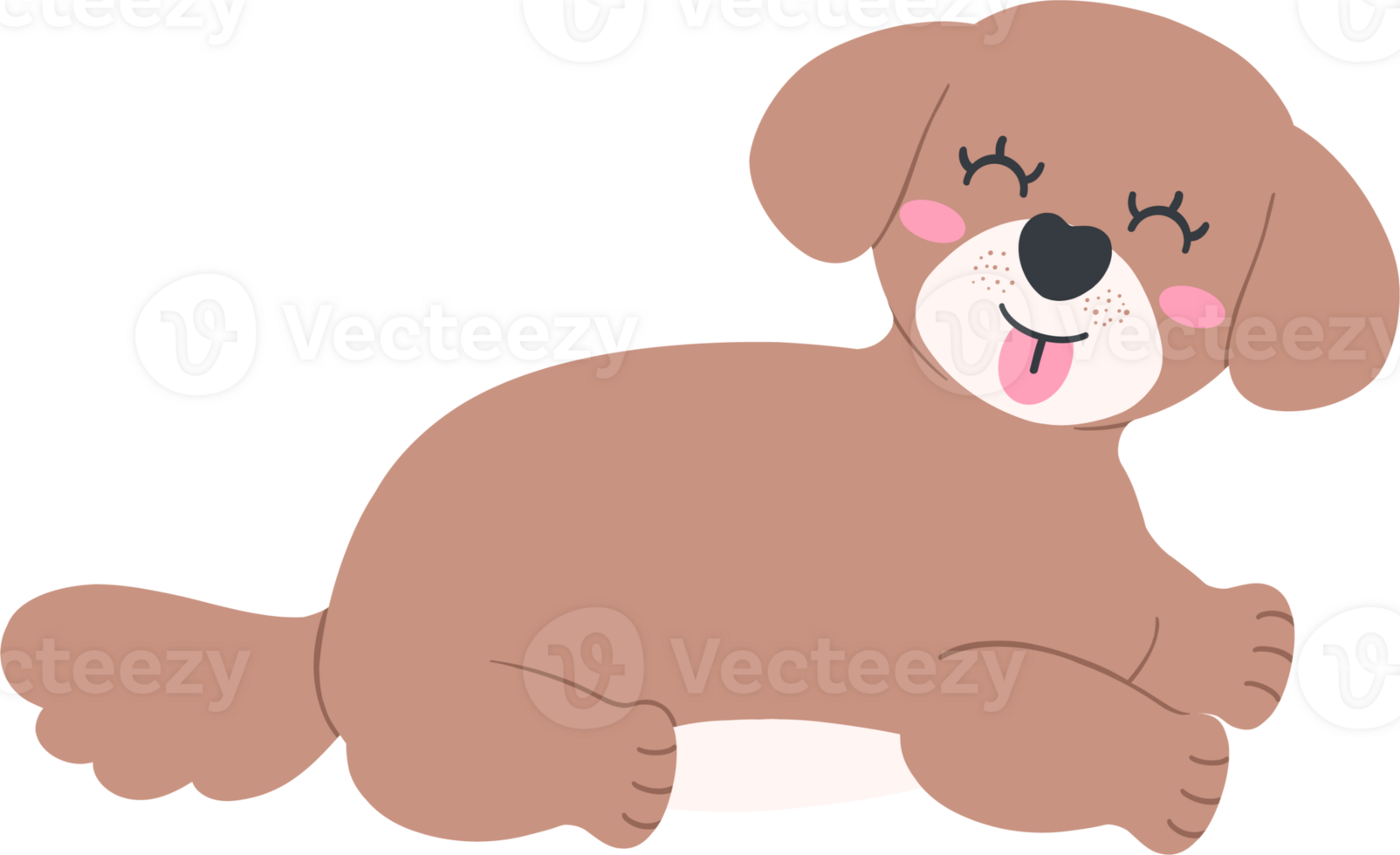 Shih Tzu Dog turns around and smiles Cartoon Set in Cute Flat Design with Different Poses png