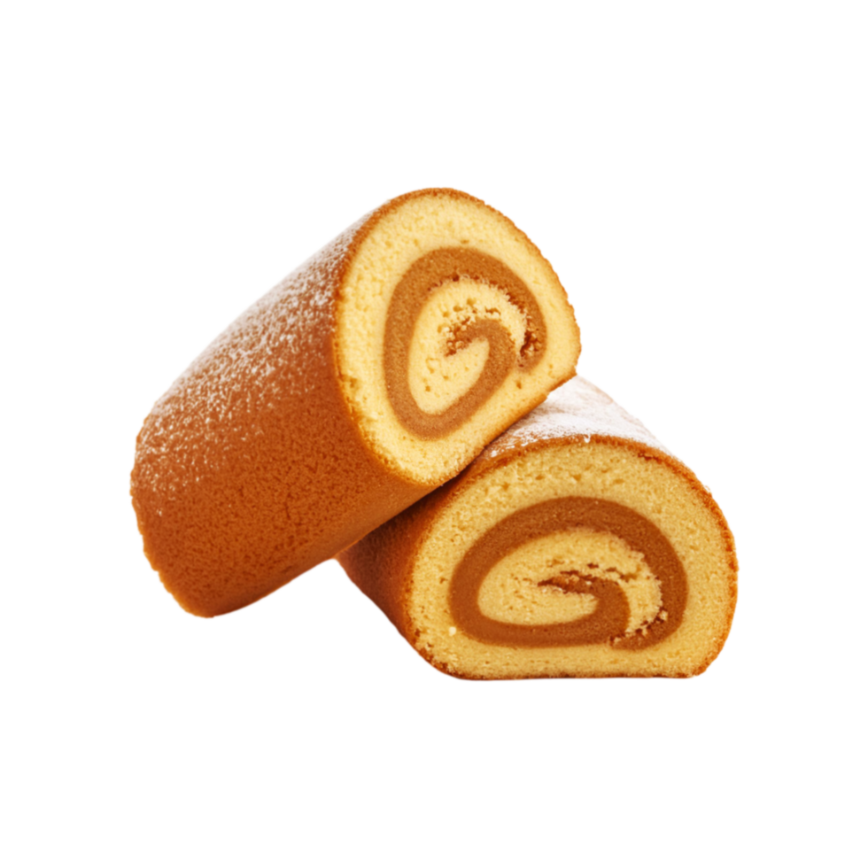 Roll cake sliced on transparent background png