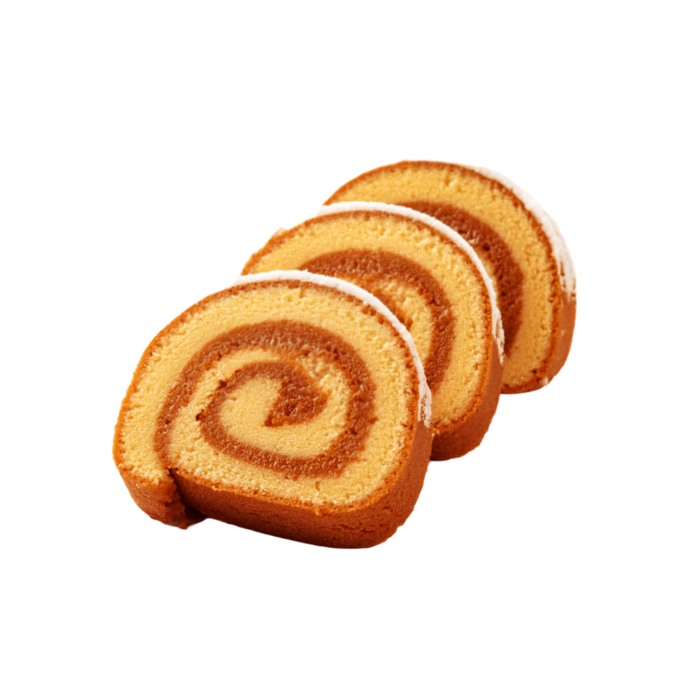 Delicious Sliced Roll cake on transparent background png
