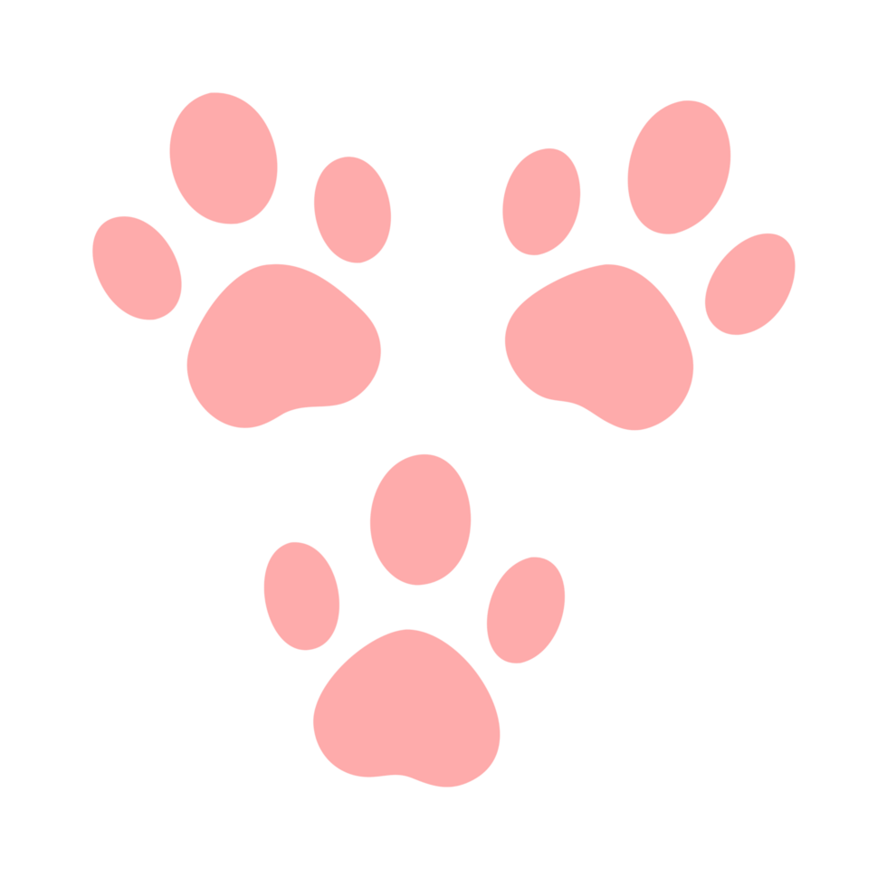 Cute Pink Paw Prints Pattern on Transparent Background png