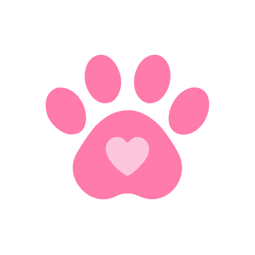 Cute Pink Paw Print with Heart on Transparent Background png