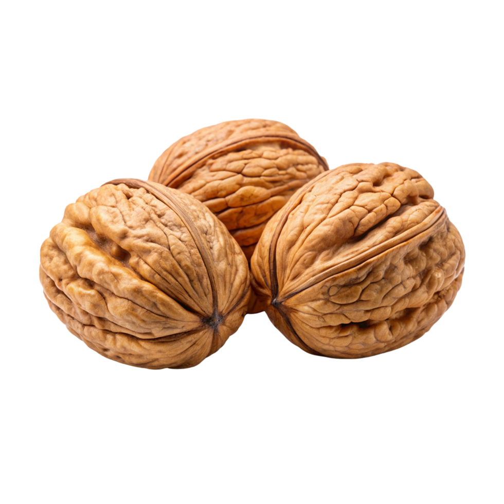 Three Walnuts Isolated on Transparent Background png