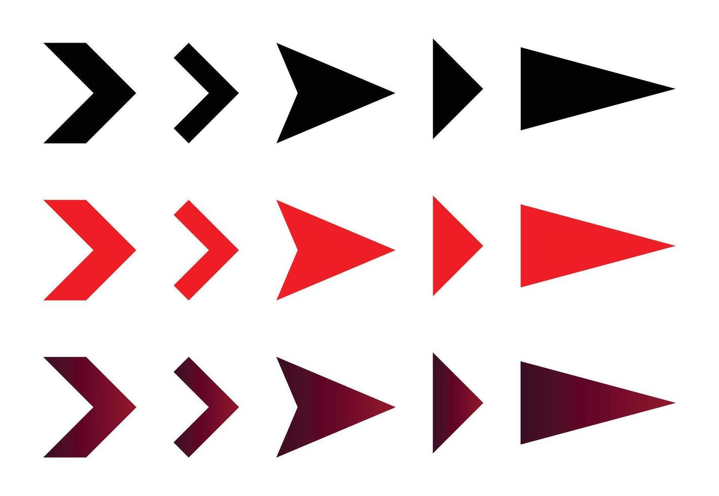 Set of Black, Red, and Gradient Arrows vector