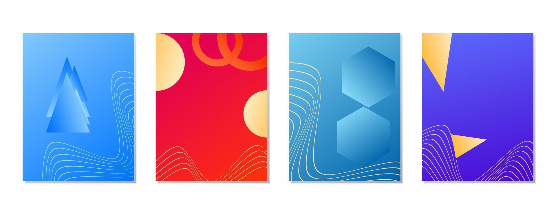SET RED BLUE PURPLE GRADIENT LIQUID COLOR. POSTER BACKGORUND DESIGN vector