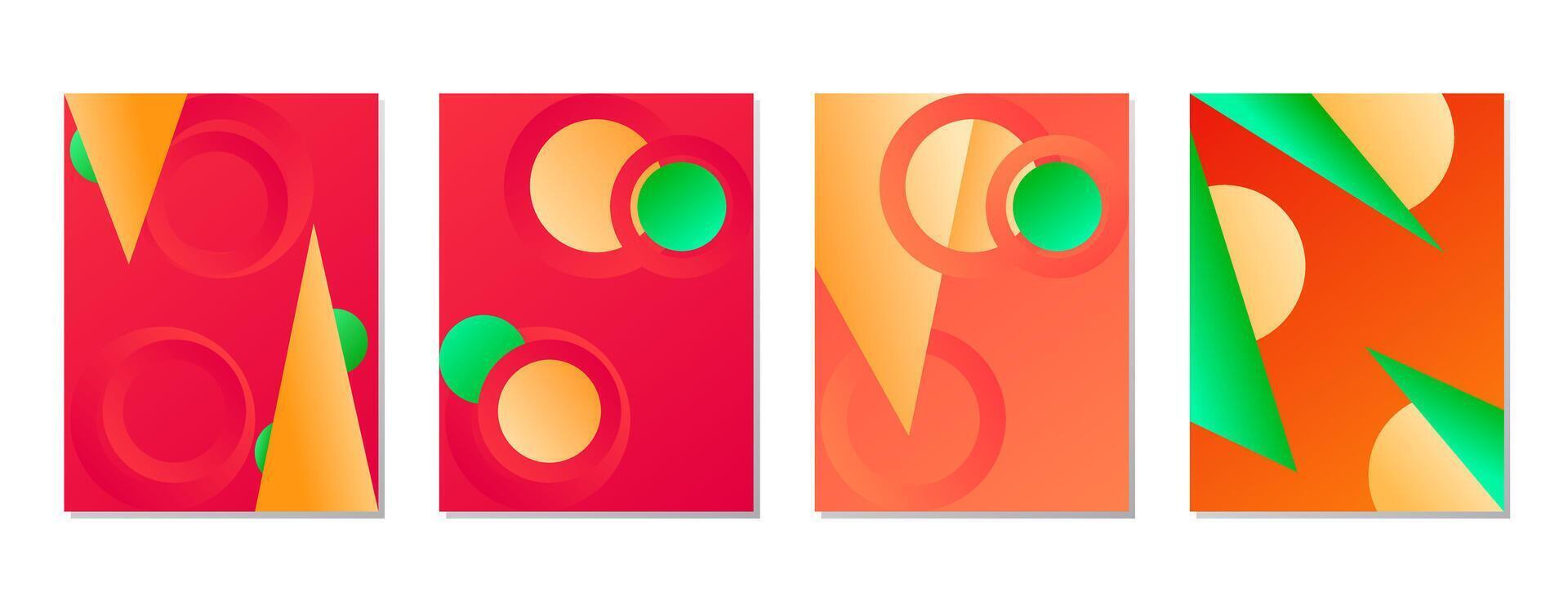 SET RED ORANGE GRADIENT LIQUID COLOR. POSTER BACKGORUND DESIGN vector