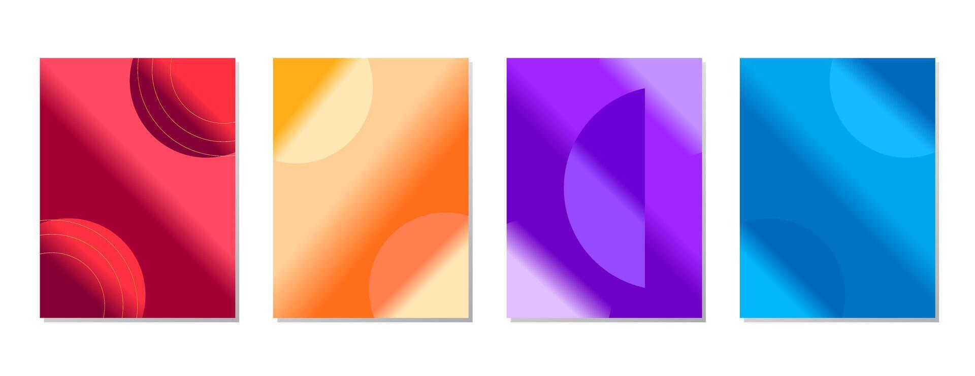SET RED PURPLE BLUE ORANGE GRADIENT LIQUID COLOR. POSTER BACKGORUND DESIGN vector