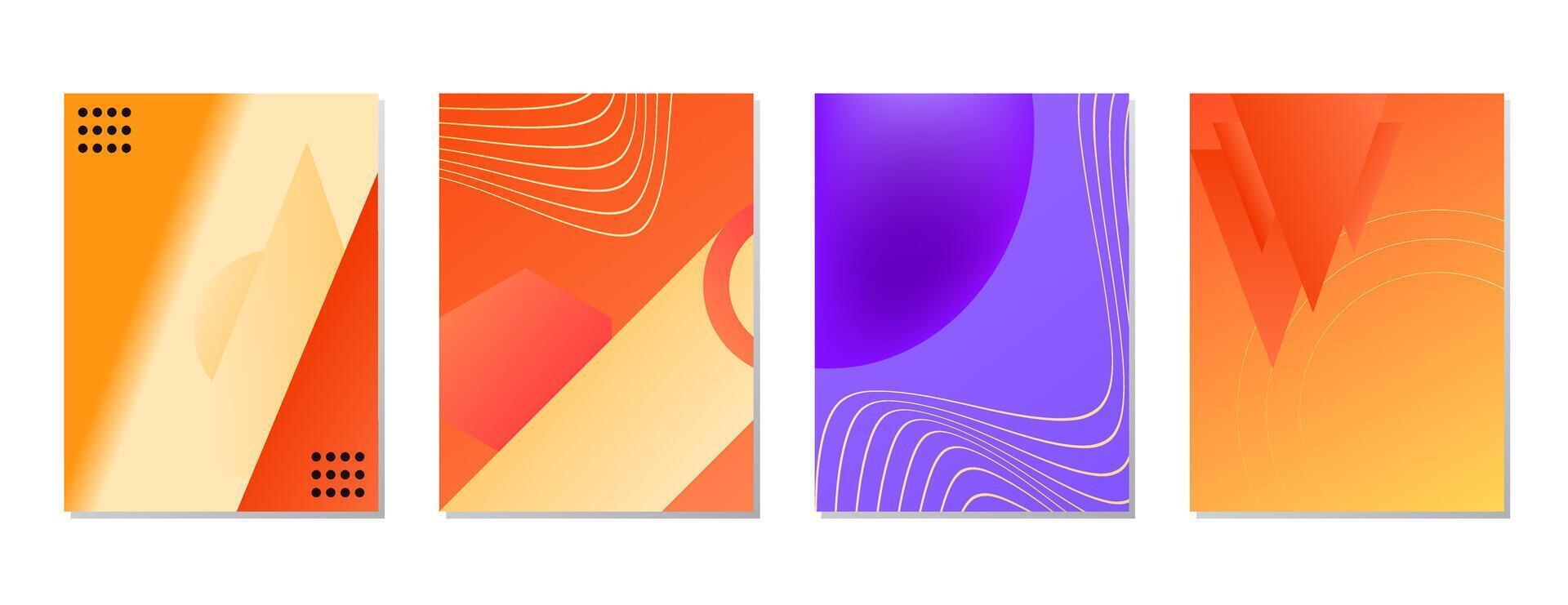SET PURPLE ORANGE GRADIENT LIQUID COLOR. POSTER BACKGORUND DESIGN TEMPLATE vector