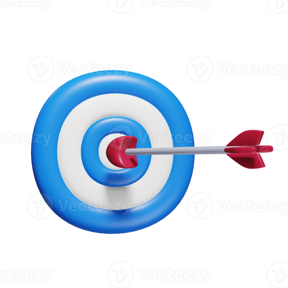 Blue bullseye target with arrow hitting the center png