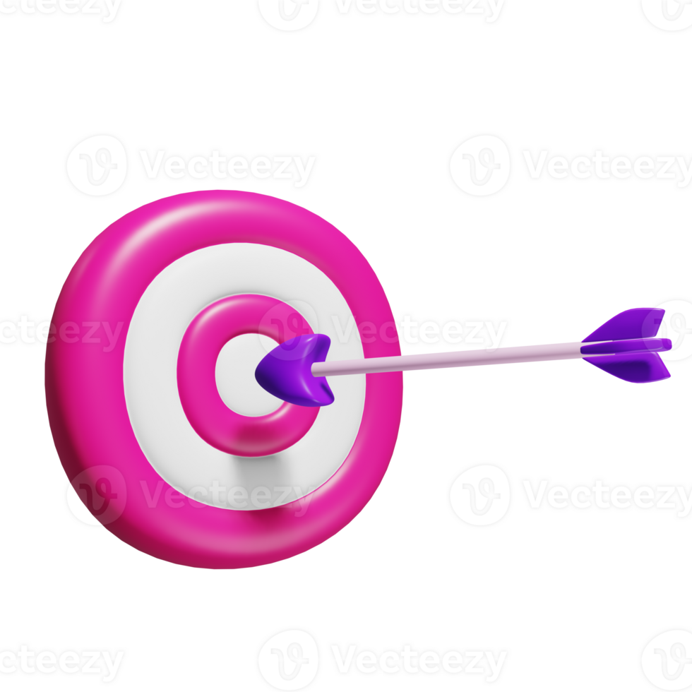Pink target with arrow hitting the bullseye png