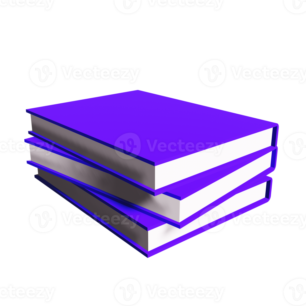 Stack of books in 3D illustration png