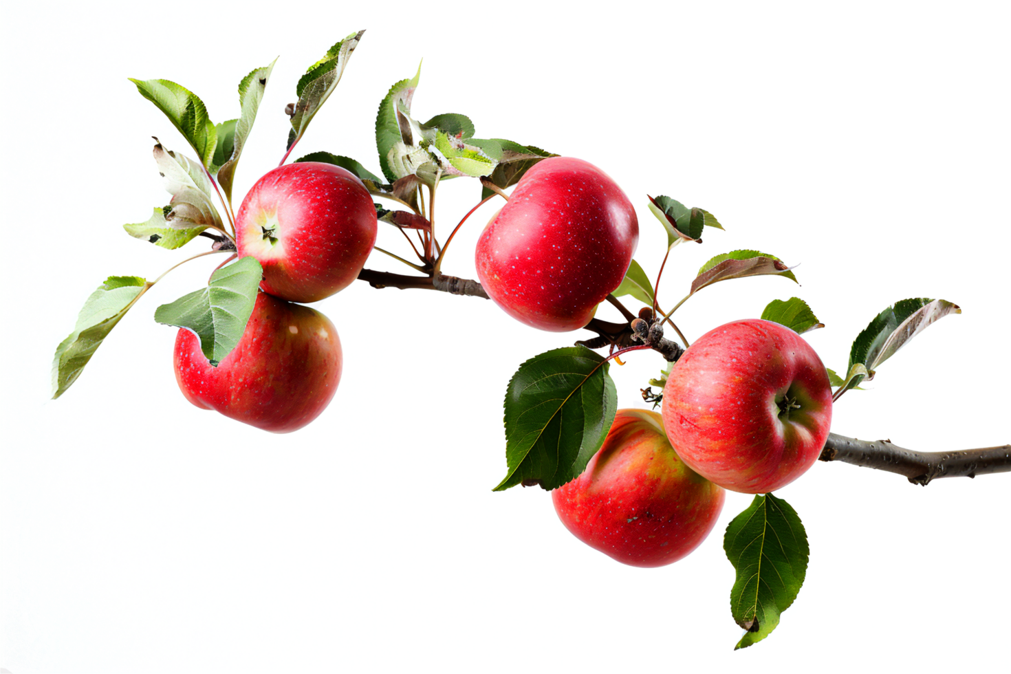 a sprig of red apples with twigs and leaves png