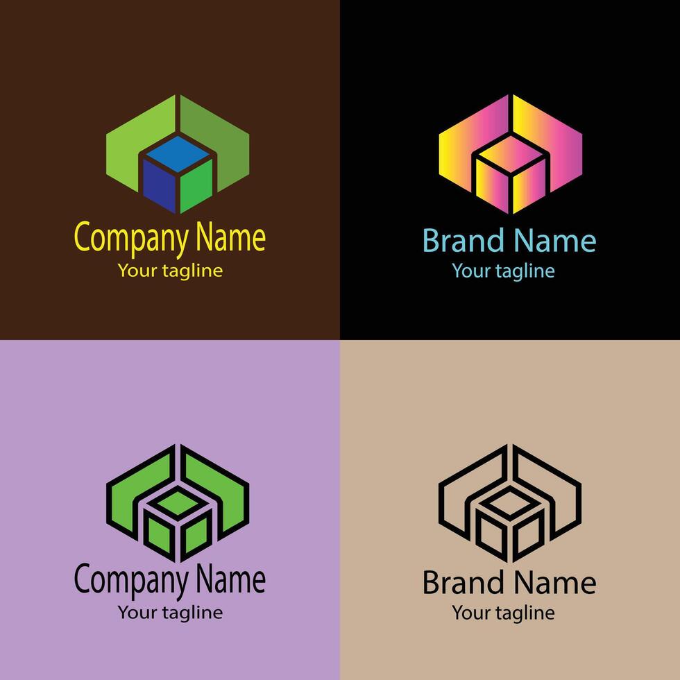 superior Unique Beautiful logo design with different designs of the same shape For business company. Color editable. vector