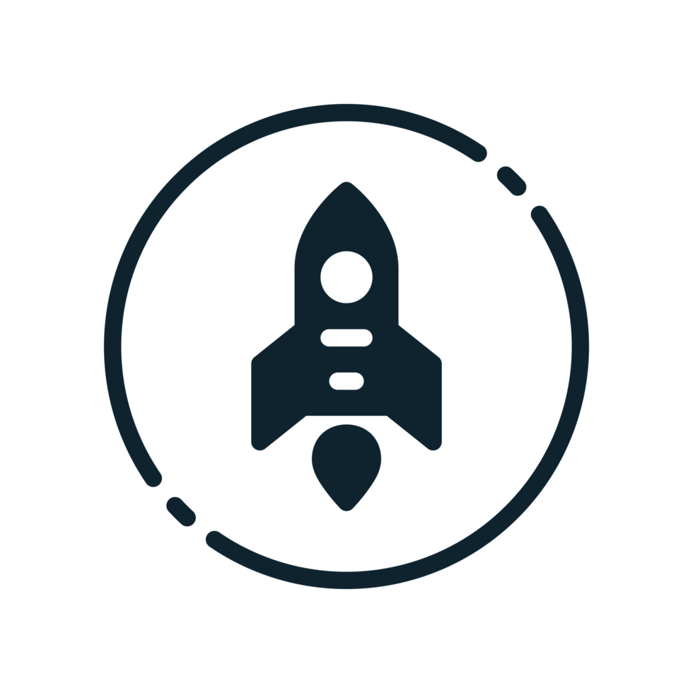 Design Illustration graphic of mini rocket icon with glyph style. Suitable for UI, mobile design, web design, etc. Transparent background. png