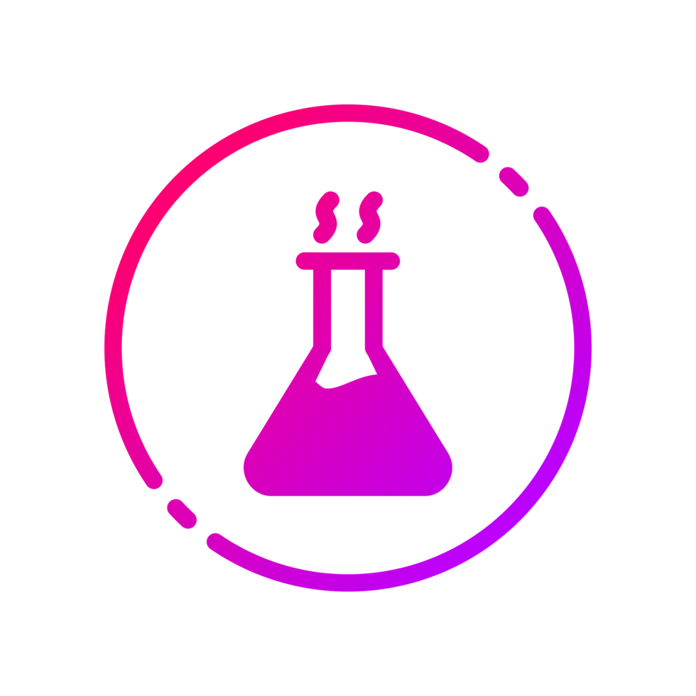 Design Illustration graphic of reaction flask icon with gradient style. Suitable for UI, mobile design, web design, etc. Transparent background. png