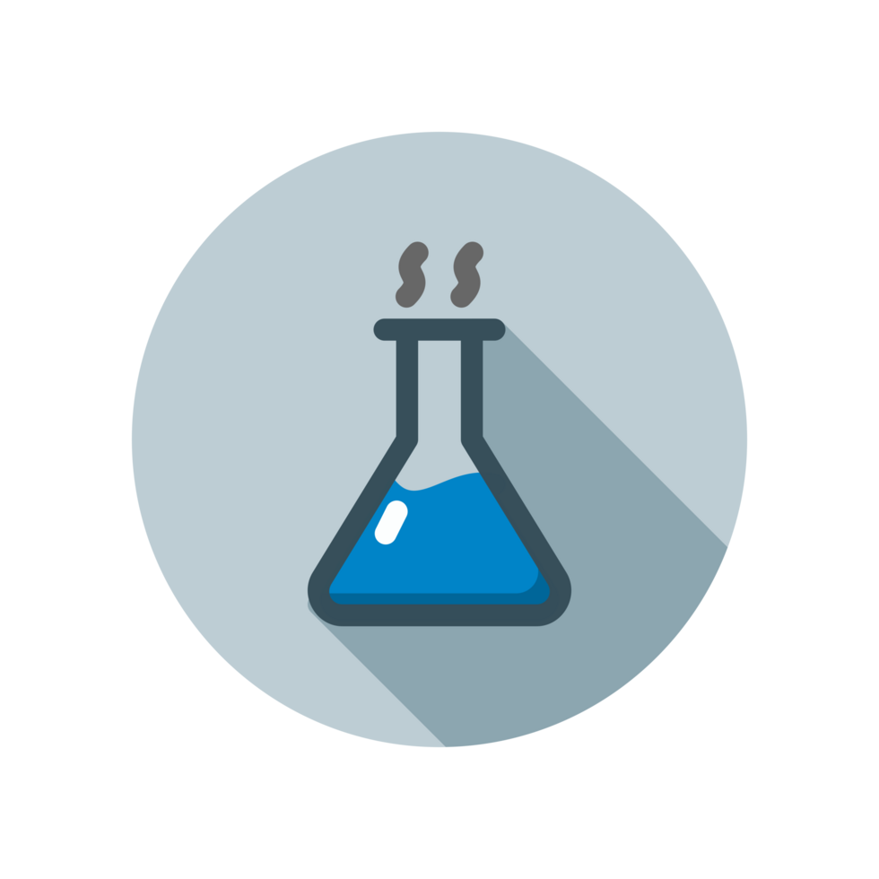 Design Illustration graphic of reaction flask icon with flat style. Suitable for UI, mobile design, web design, etc. Transparent background. png