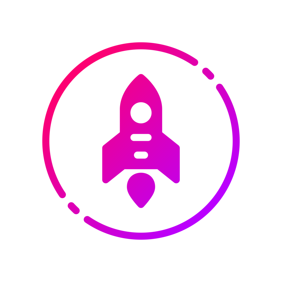 Design Illustration graphic of mini rocket icon with gradient style. Suitable for UI, mobile design, web design, etc. Transparent background. png