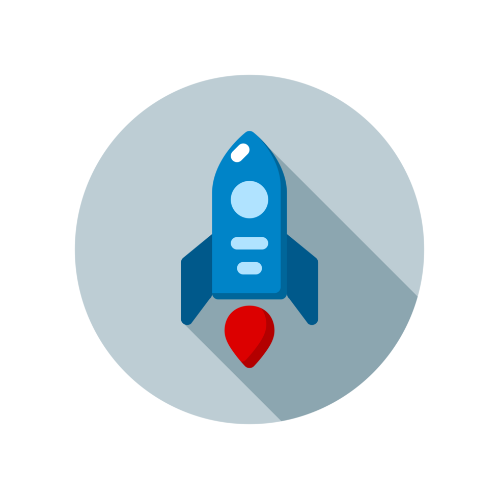 Design Illustration graphic of mini rocket icon with flat style. Suitable for UI, mobile design, web design, etc. Transparent background. png