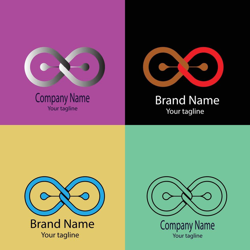 Precious Unique Abstract logo design with different designs of the same shape For business company. Color editable. vector