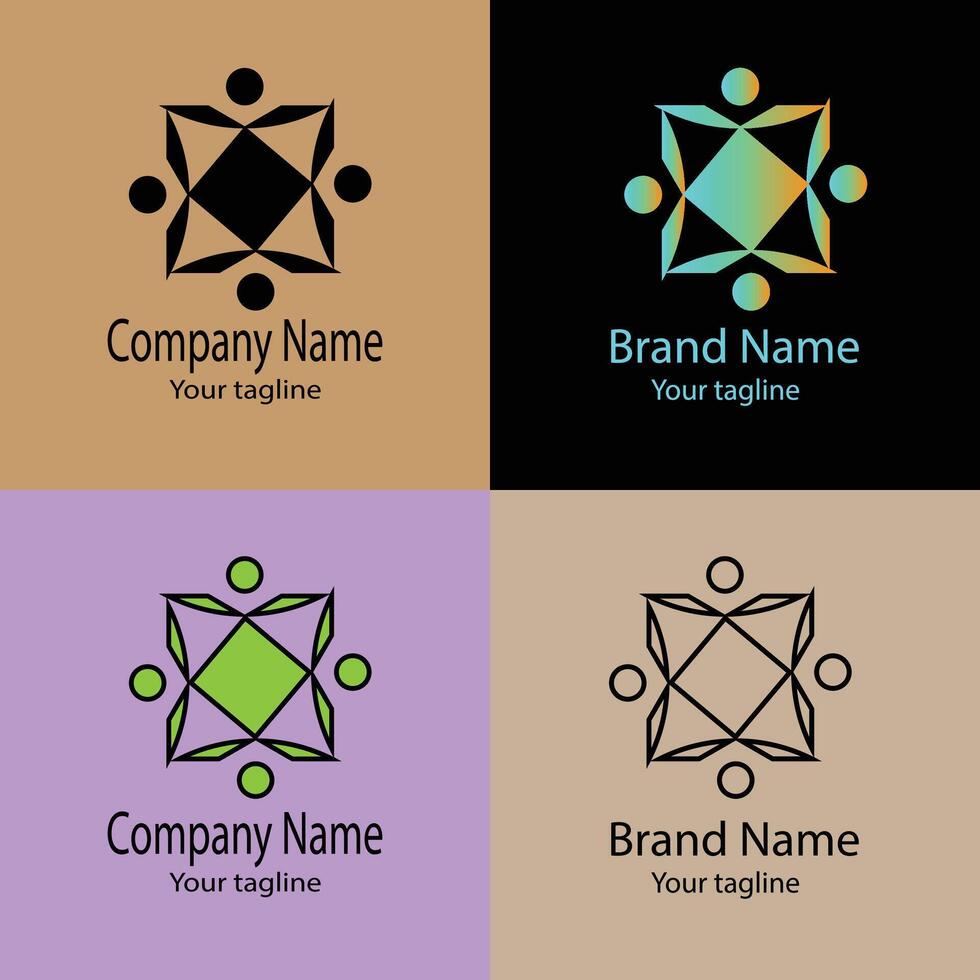 quality Unique logo design with different designs of the same shape For business company. Color editable. vector