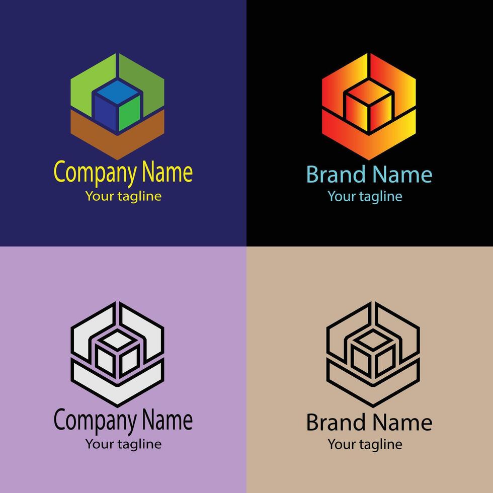 top-tier Unique Abstract logo design with different designs of the same shape For business company. Color editable. vector