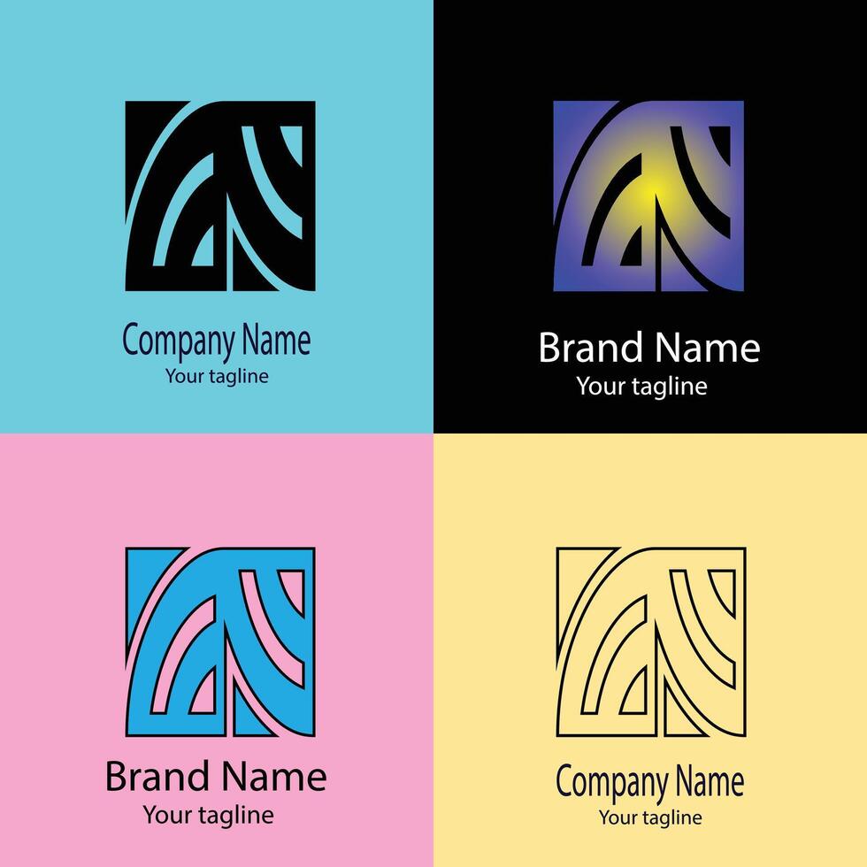 superb Unique Abstract logo design with different designs of the same shape For business company. Color editable. vector