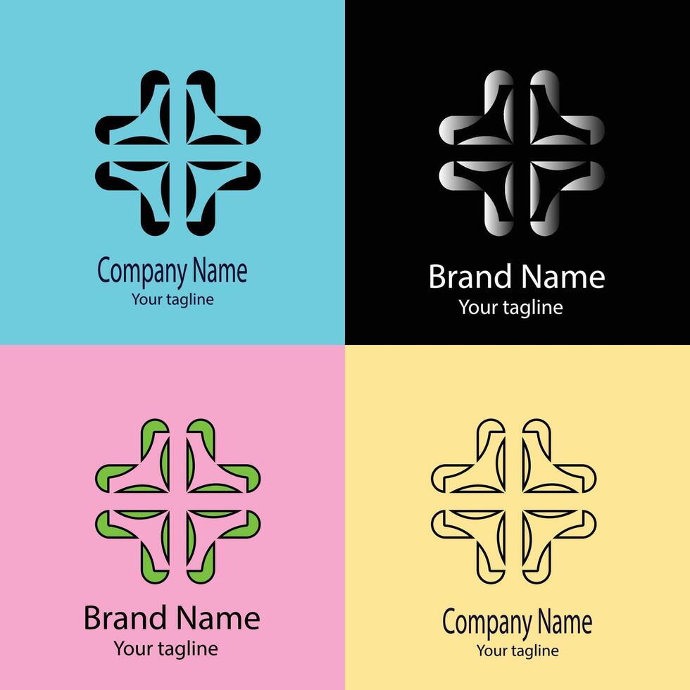 Best Unique Abstract logo design with different designs of the same shape For business company. Color editable. vector