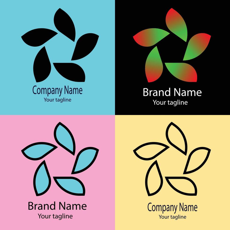 effective Unique Abstract logo design with different designs of the same shape For business company. Color editable. vector