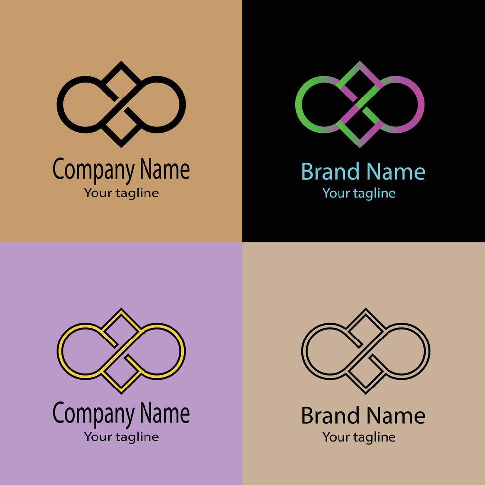 high-grade Beautiful Abstract logo design with different designs of the same shape For business company. Color editable. vector