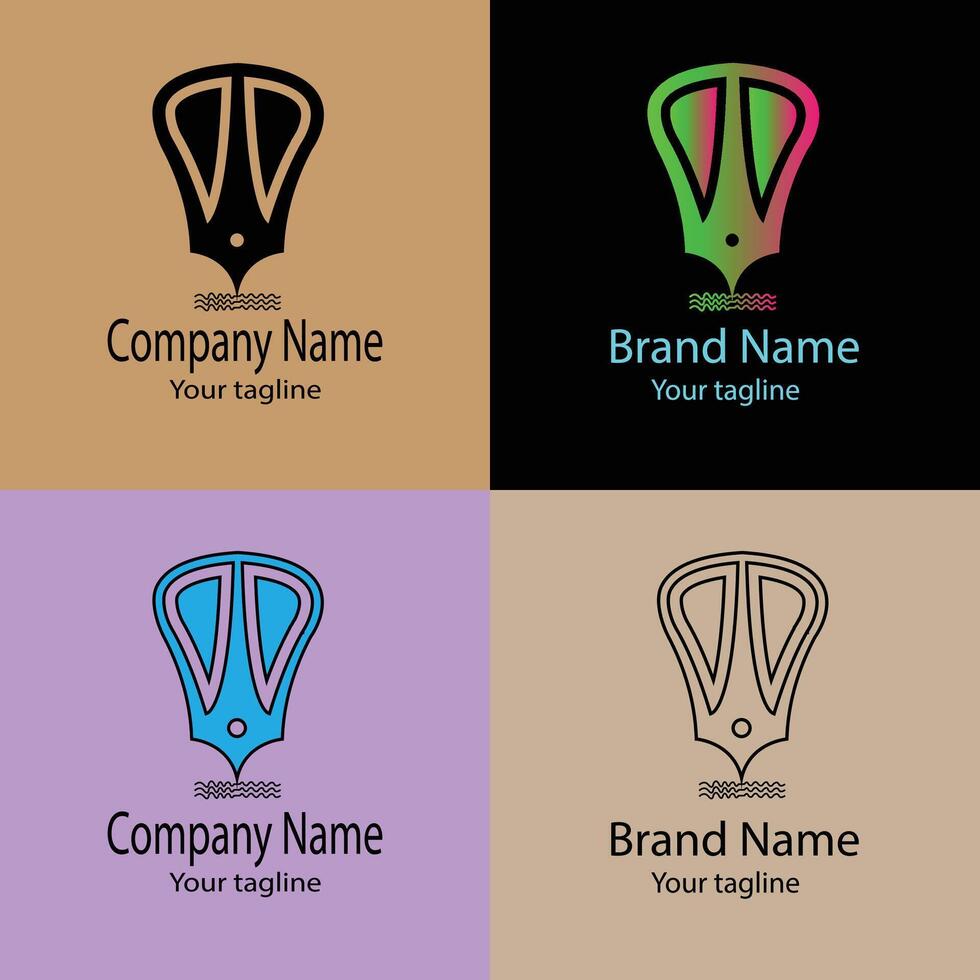 fine Unique logo design with different designs of the same shape For business company. Color editable. vector
