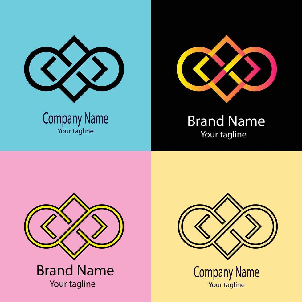magic Unique Abstract logo design with different designs of the same shape For business company. Color editable. vector