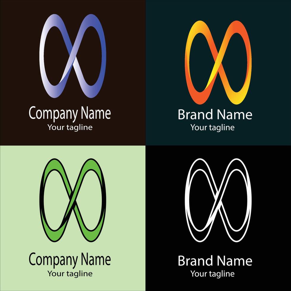 high-grade Abstract logo with different designs of the same shape For business company. Color editable. vector