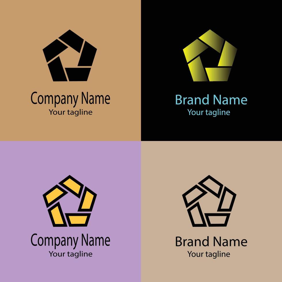 Wonderful Unique Abstract logo design with different designs of the same shape For business company. Color editable. vector