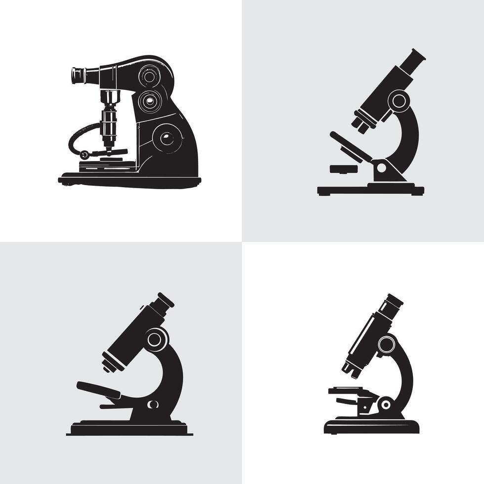 Collection of Microscope Silhouettes vector