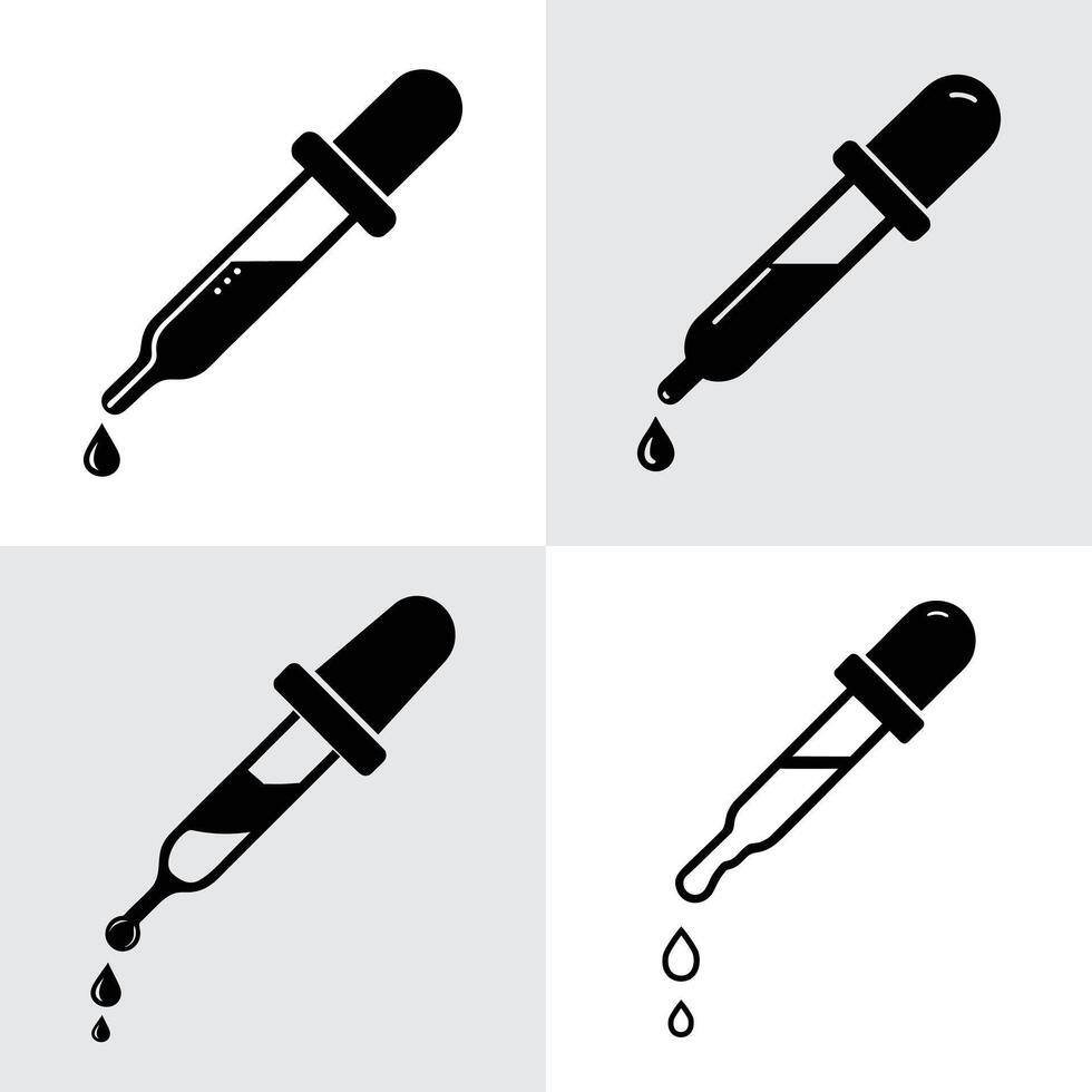 Various Medical Droppers and Pipettes Icons vector