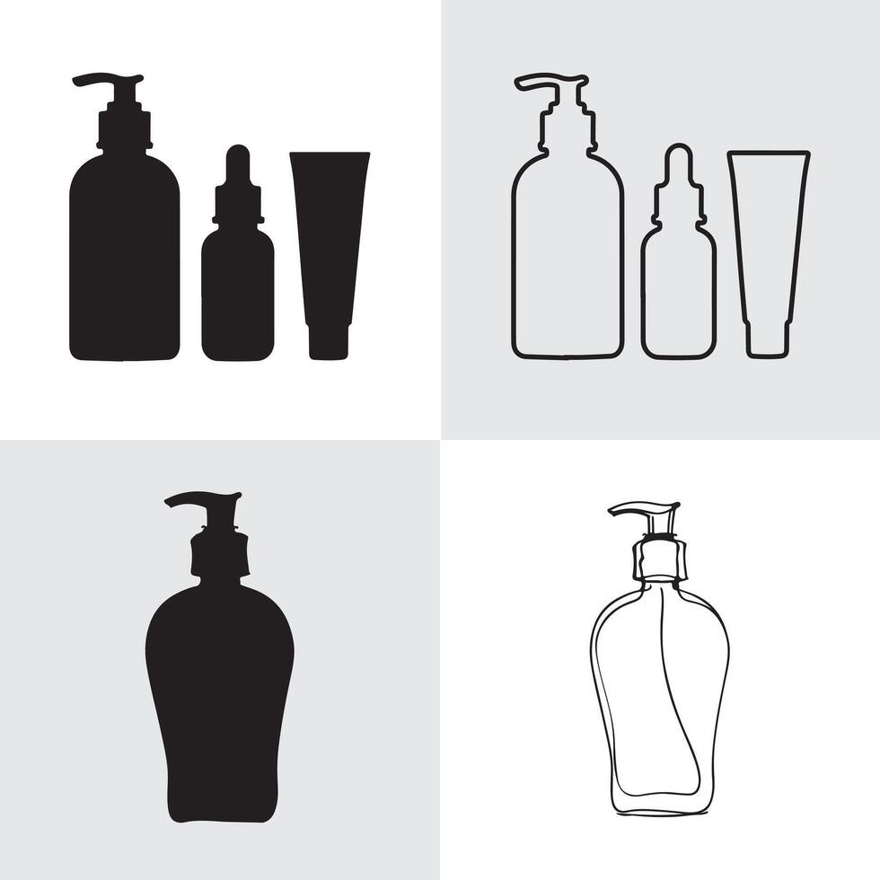 Cosmetic Product Illustrations Bottles, Droppers, and Tubes vector
