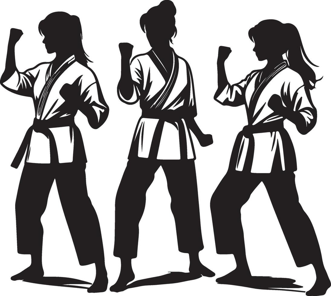 Karate girl silhouette illustration vector