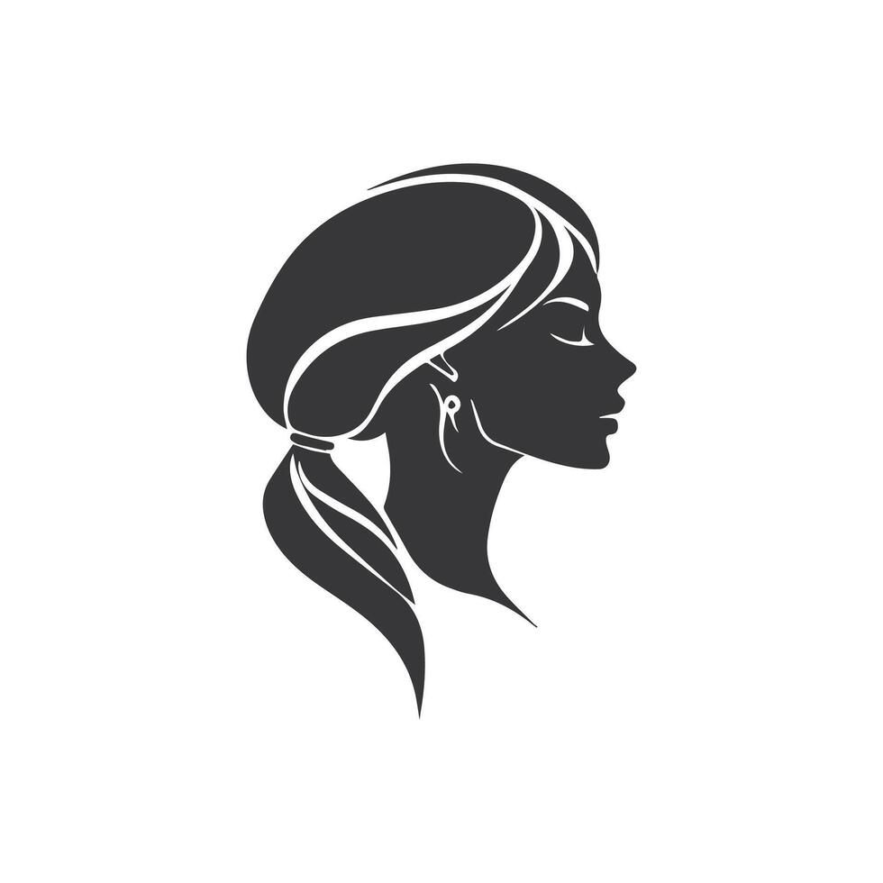 Women Face Silhouette Isolated on Transparent Background vector