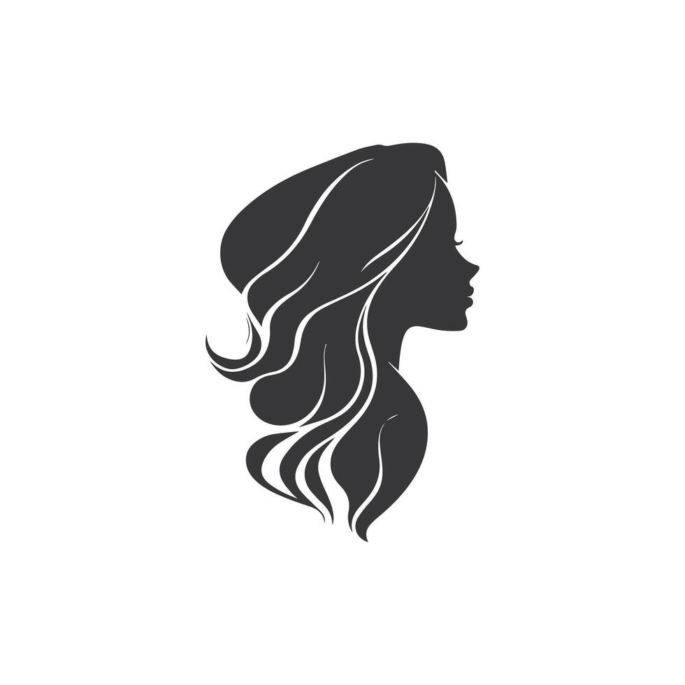 Elegant Female Face Silhouette Isolated on Transparent Background vector