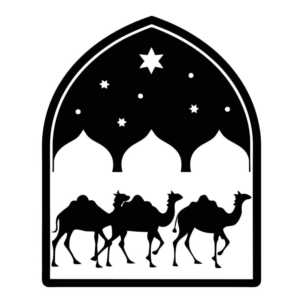 Middle Eastern Elegance Silhouette of Desert Life vector