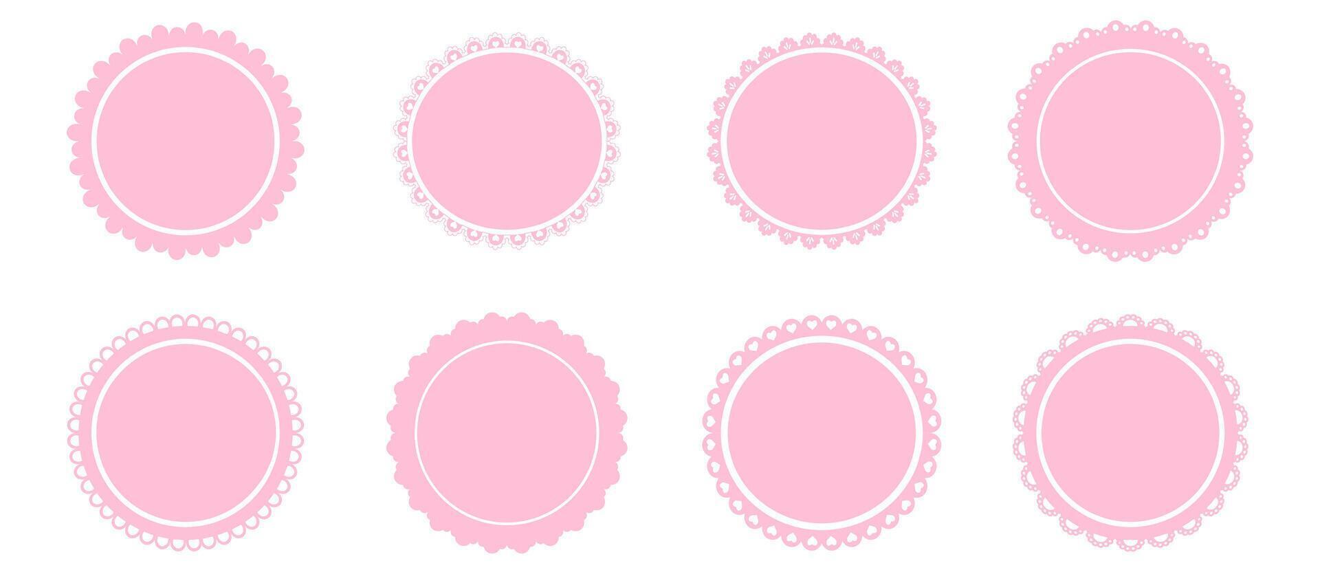 Scalloped pink cute border simple divider ornament edge cut out decoration isolated on white background. Y2k trendy coquette vector