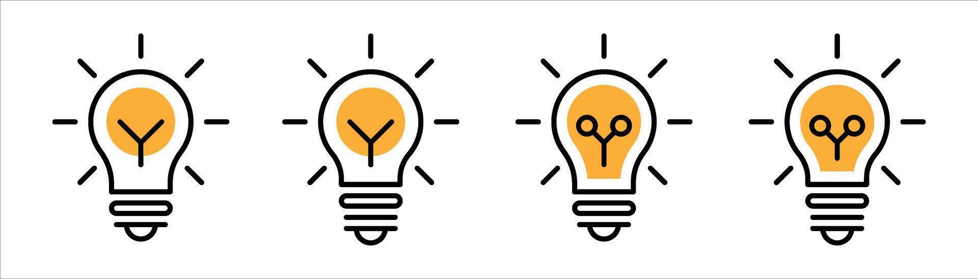 lamp bulb icon set. containing idea, innovation, creativity, inspiration, light bulb icon symbol sign vector