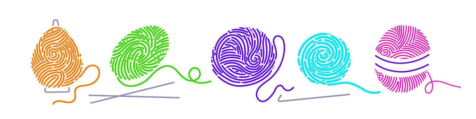 Wool yarn ball Skeins of knitting thread collection vector