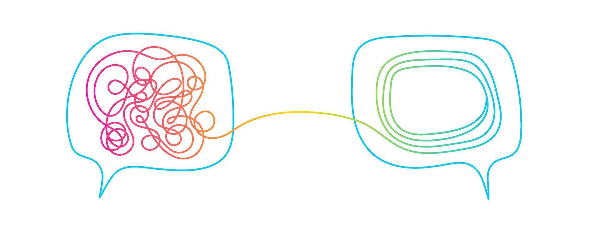 Tangle of thoughts. Line concept. Simplify process vector