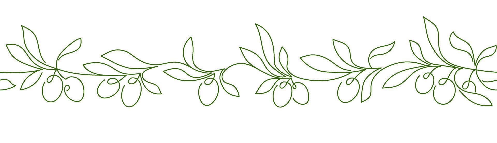 Olive line endless border. Pattern, farm harvest vector