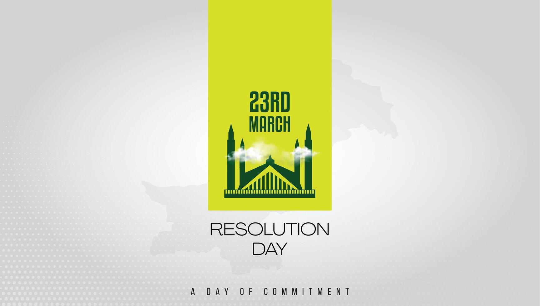 Pakistan Resolution Day Minimalist Illustration with Faisal Mosque White Banner Template vector