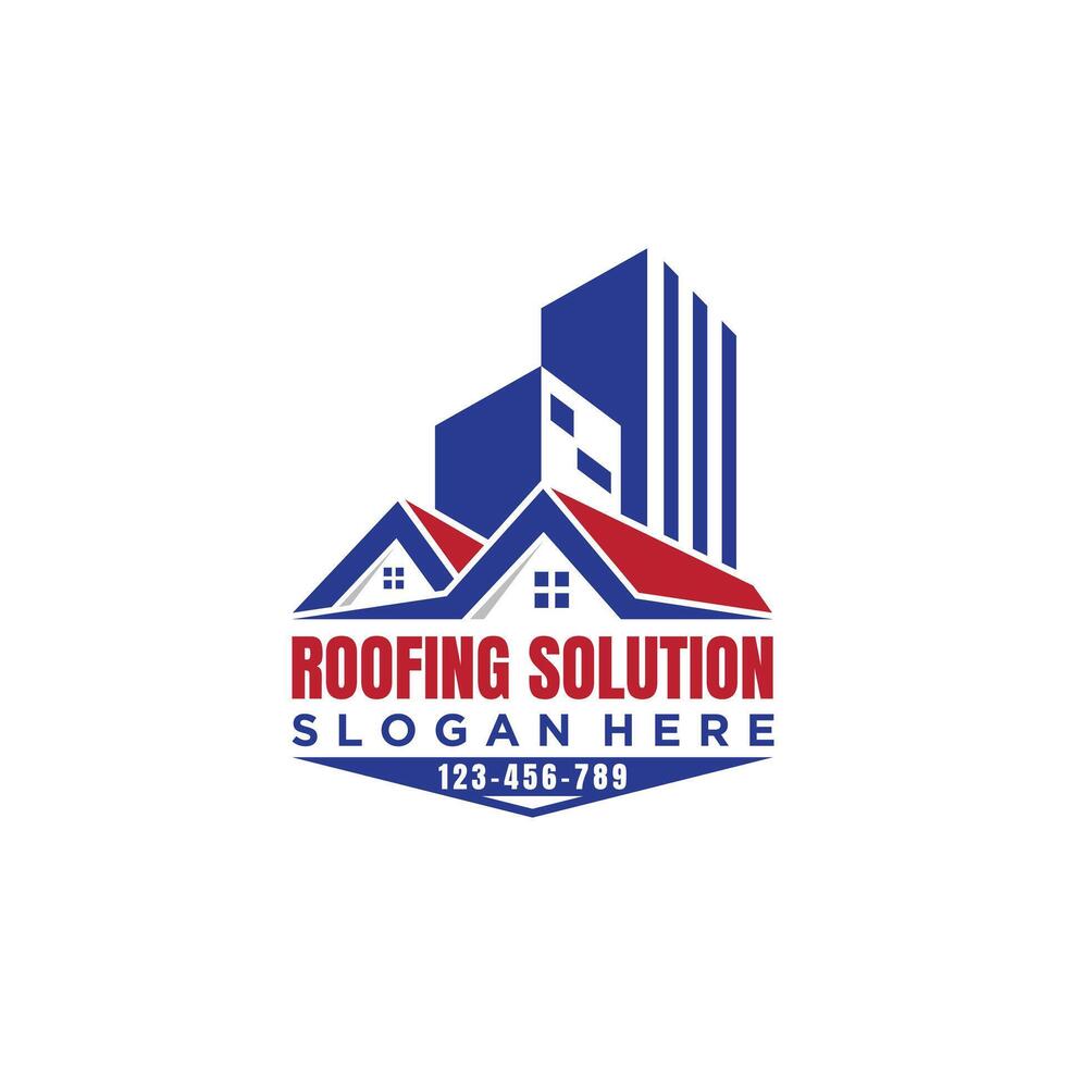 Construction building roofing solution service logo icon design template vector