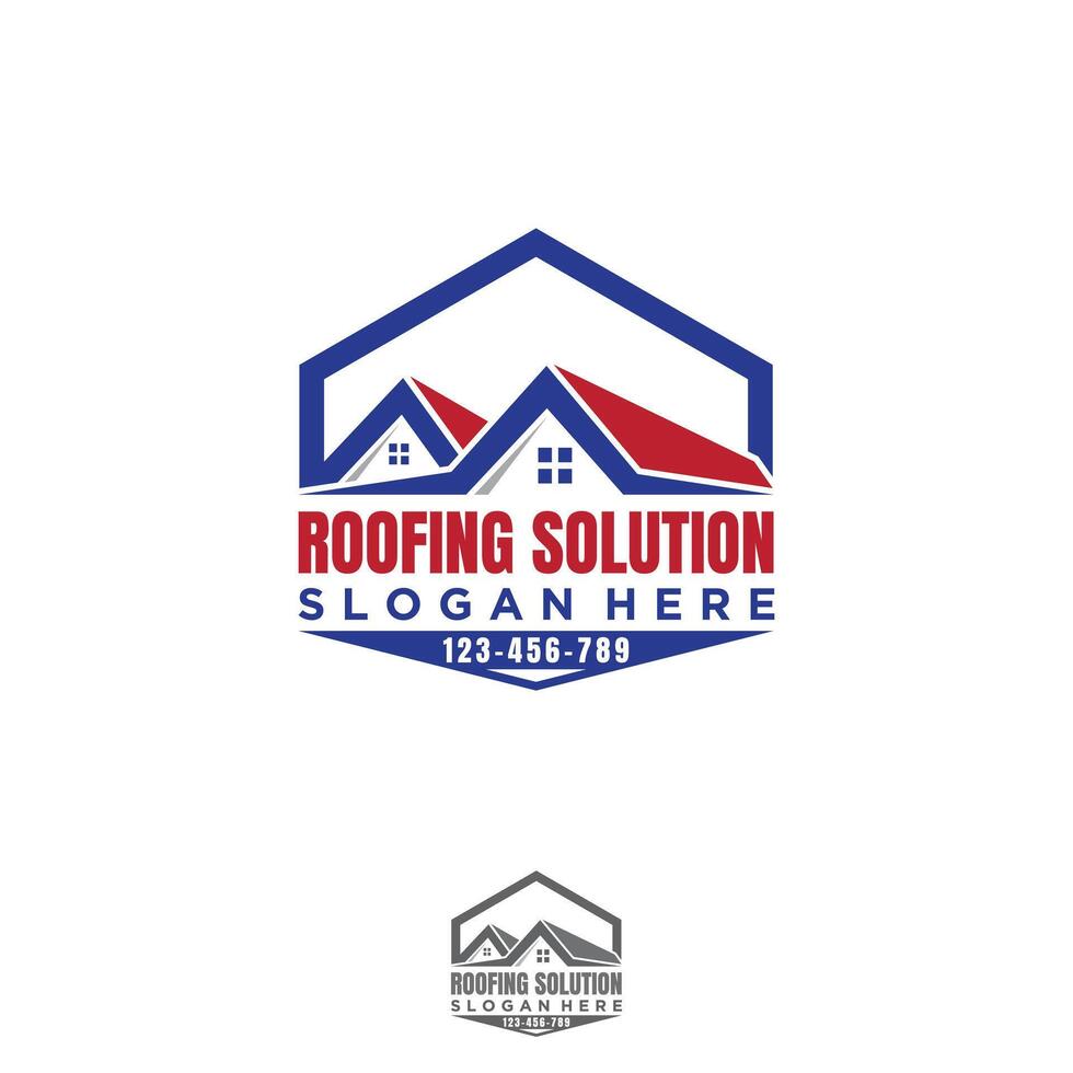 Construction building roofing solution service logo icon design vector
