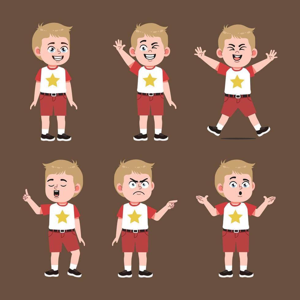 Boy with Blond Hair Cartoon in different poses vector