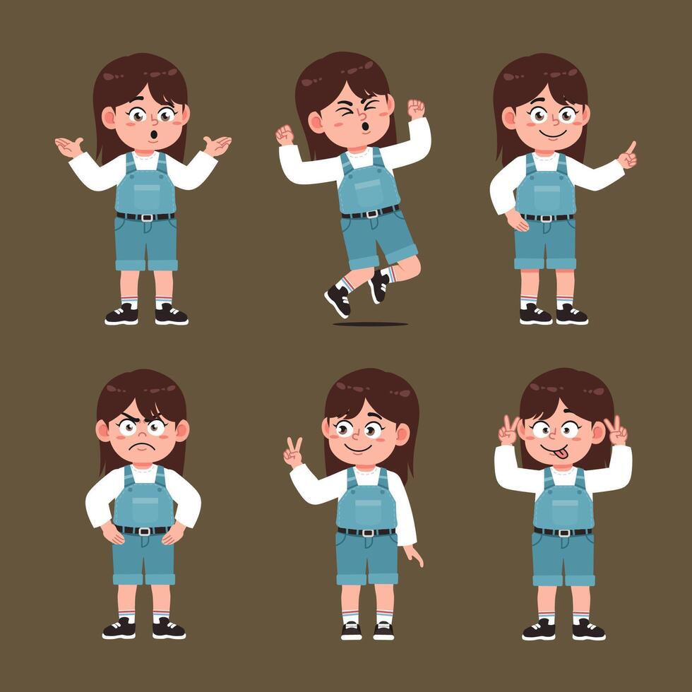 Girl With Brown Hair Cartoon character vector