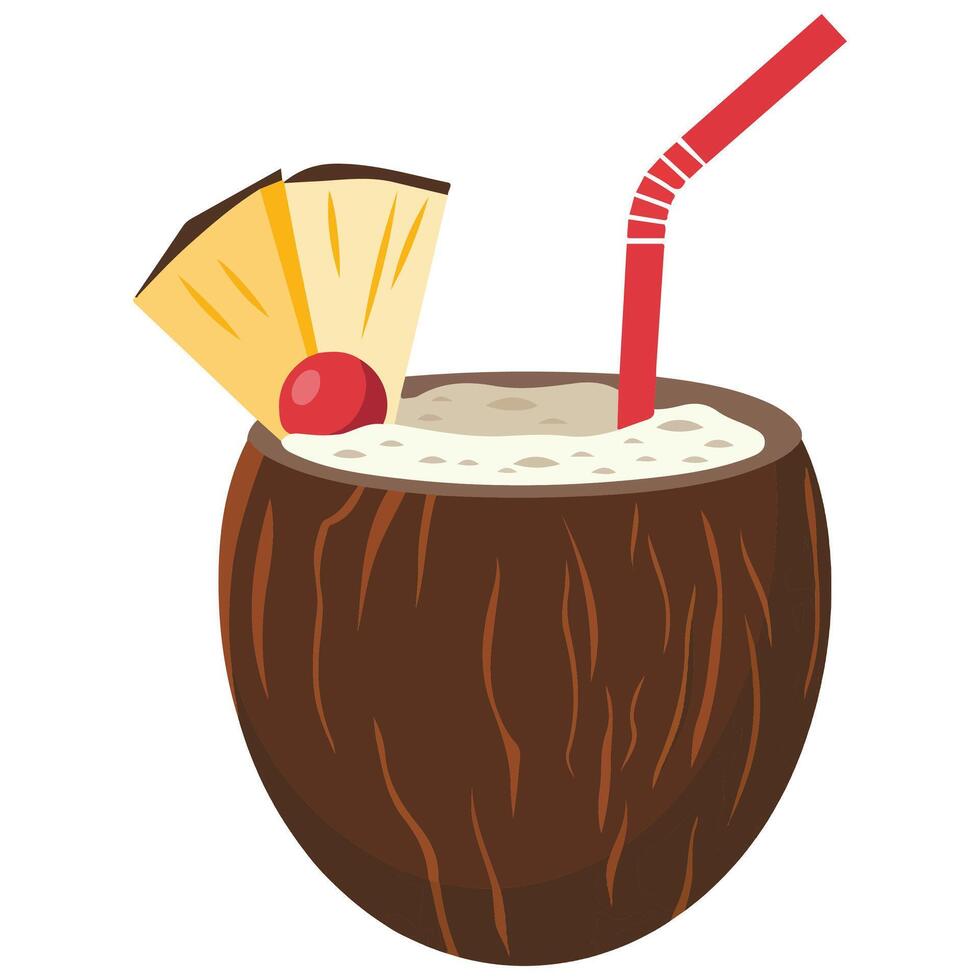 Tropical Coconut Drink Exotic Refreshing Beverage vector